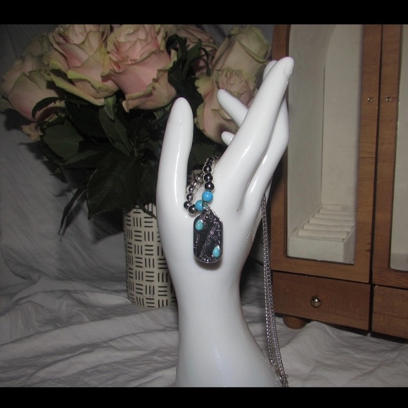 Jewelry - Silver and Turquoise Beaded Necklace